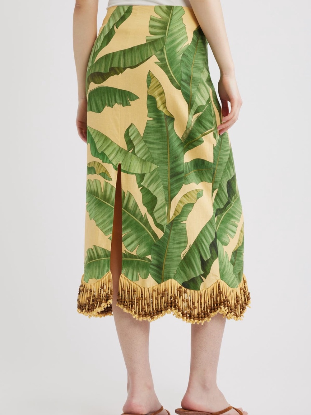 NWT FARM Rio Botanical Fruit Print Beaded
Fringe Midi Skirt Sz S - Picture 3 of 8